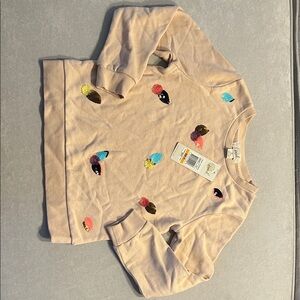 NWT Peek Kids Very Pale Pink Crew Neck Sweatshirt with Colorful Accents